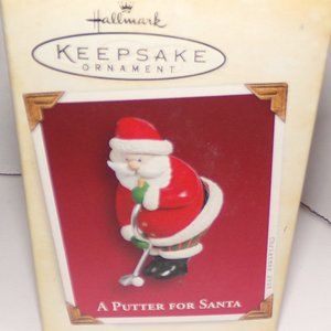 HALLMARK KEEPSAKE ORNAMENT "A PUTTER FOR SANTA" SANTA DOING SOME GOLFING! HO! HO